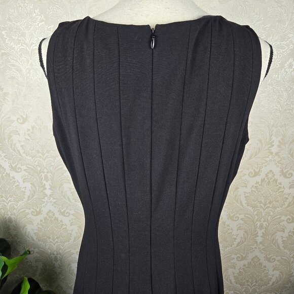 Calvin Klein Size 10 Black Fit and Flare Seamed Dress Sleeveless Hidden Back Zip - Picture 9 of 14